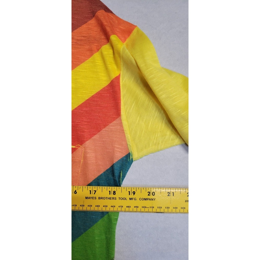 Multicolored Rainbow Striped Go Couture SS 1 Pkt Tshirt Size M - Picture 5 of 6